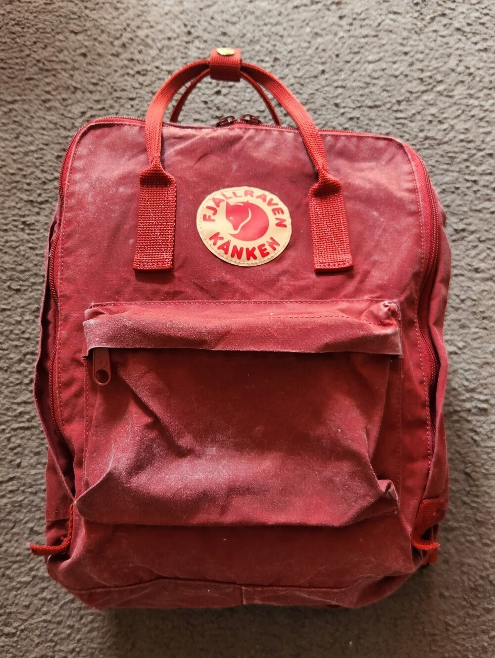FJALLRAVEN Kanken Backpack Red Pockets Outdoor Hiking School Daypack